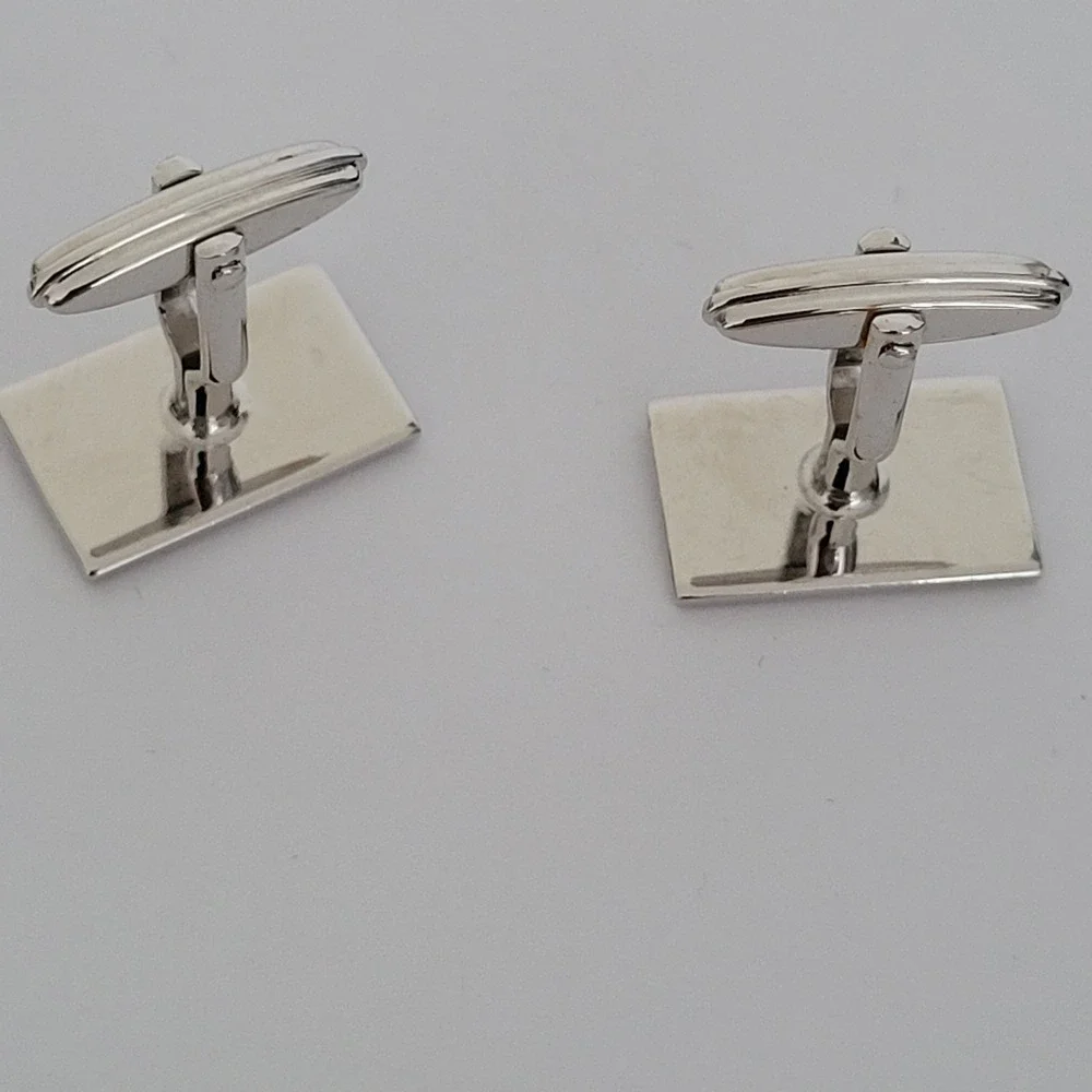 Alfred Dunhill Vintage Two Tone Silver Gold Rectangle Logo Toggle Cufflinks